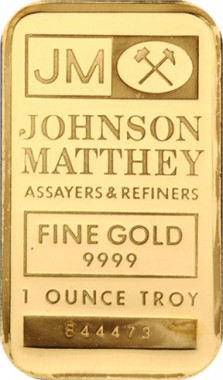 Gold Bars_1oz Johnson Matthey_Front